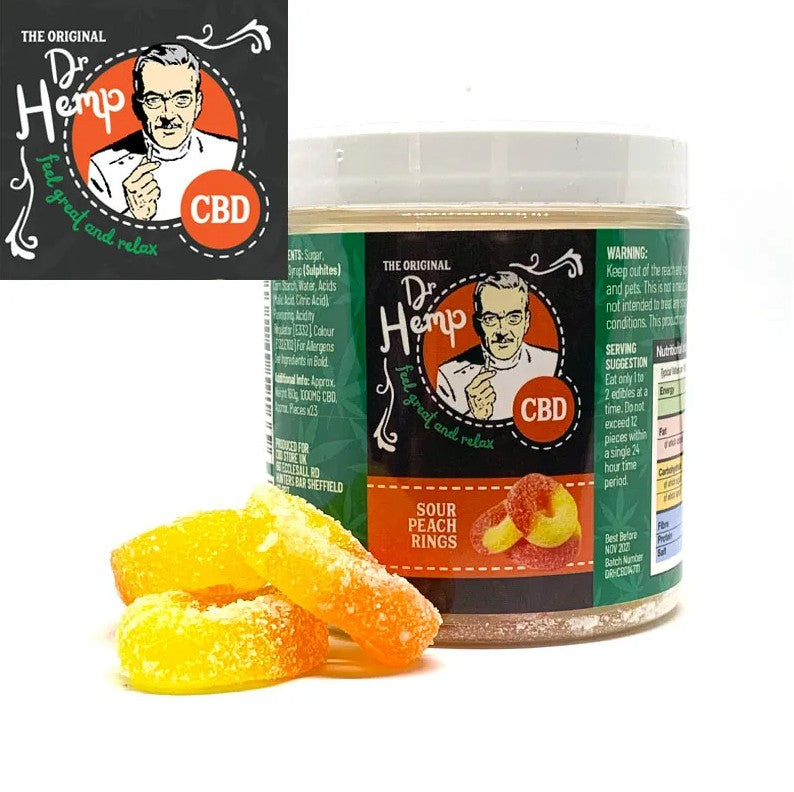 CBD EDIBLES | SOUR PEACH RINGS | 1000mg CBD