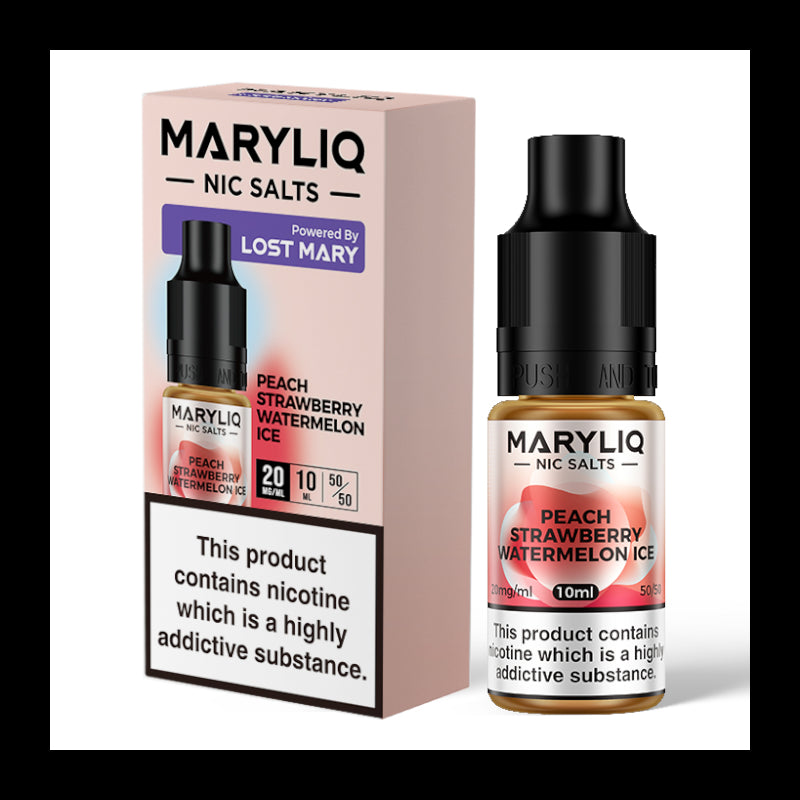 MaryLiq Nic Salts Flavour Peach Strawberry Watermelon Ice